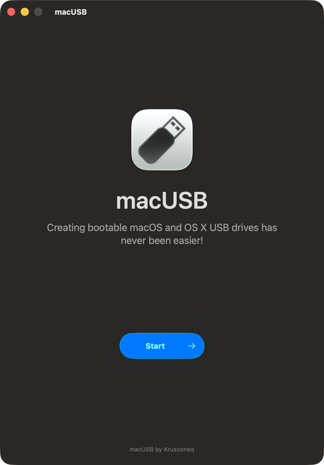 macUSB welcome screen