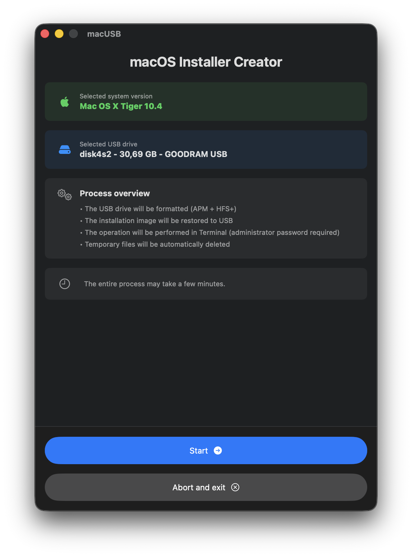 macUSB — USB creator