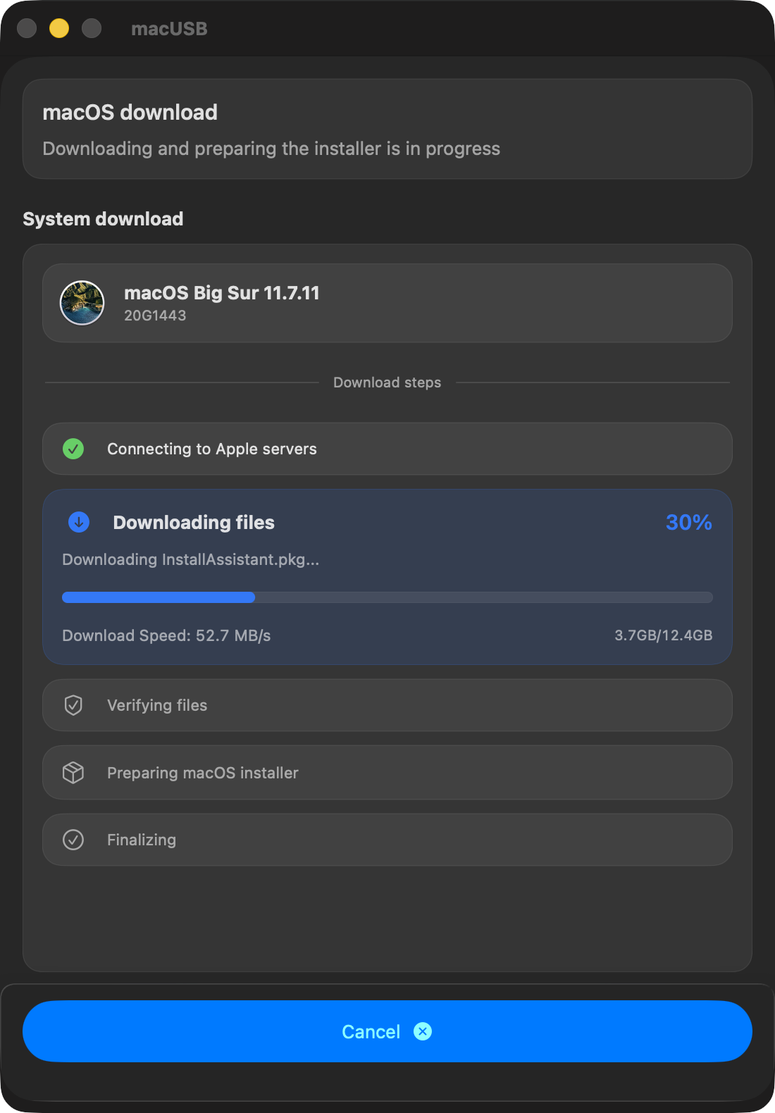 macUSB downloader progress