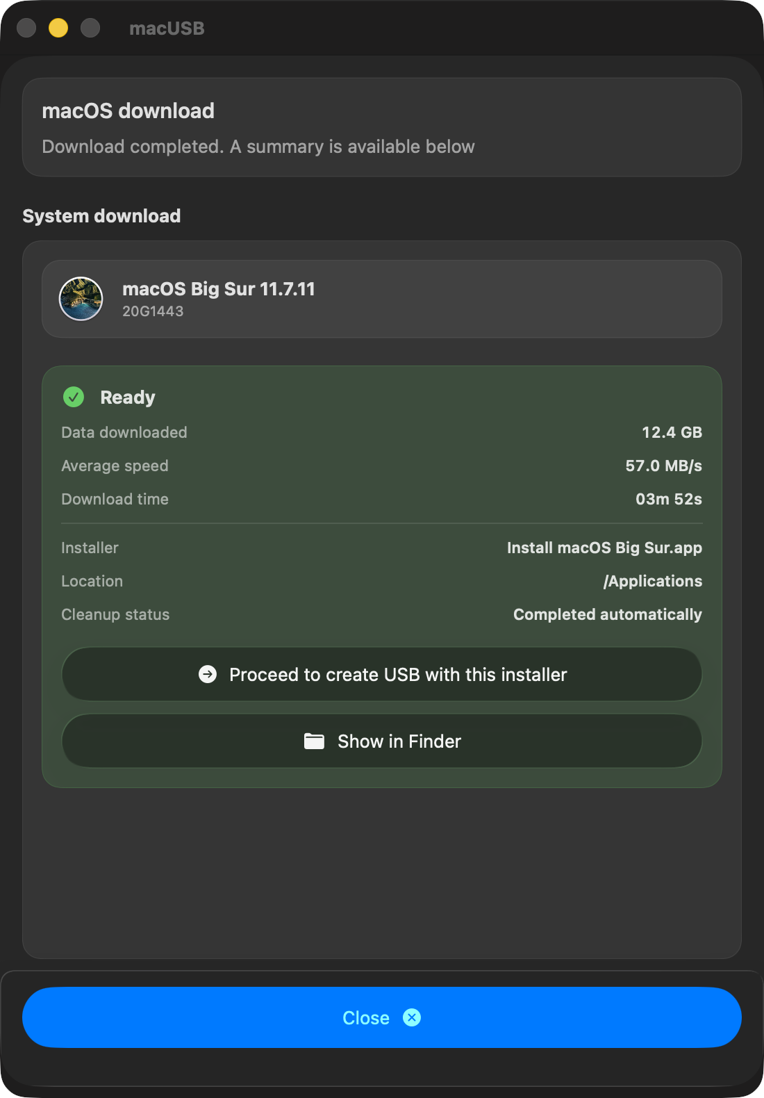 macUSB downloader summary